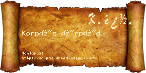 Korpás Árpád névjegykártya