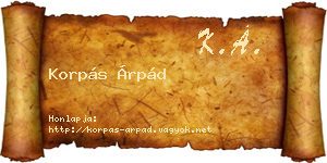 Korpás Árpád névjegykártya