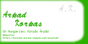 arpad korpas business card