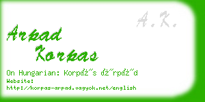 arpad korpas business card